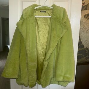 SHEIN Curve Green Teddy Jacket Plush Oversized Style